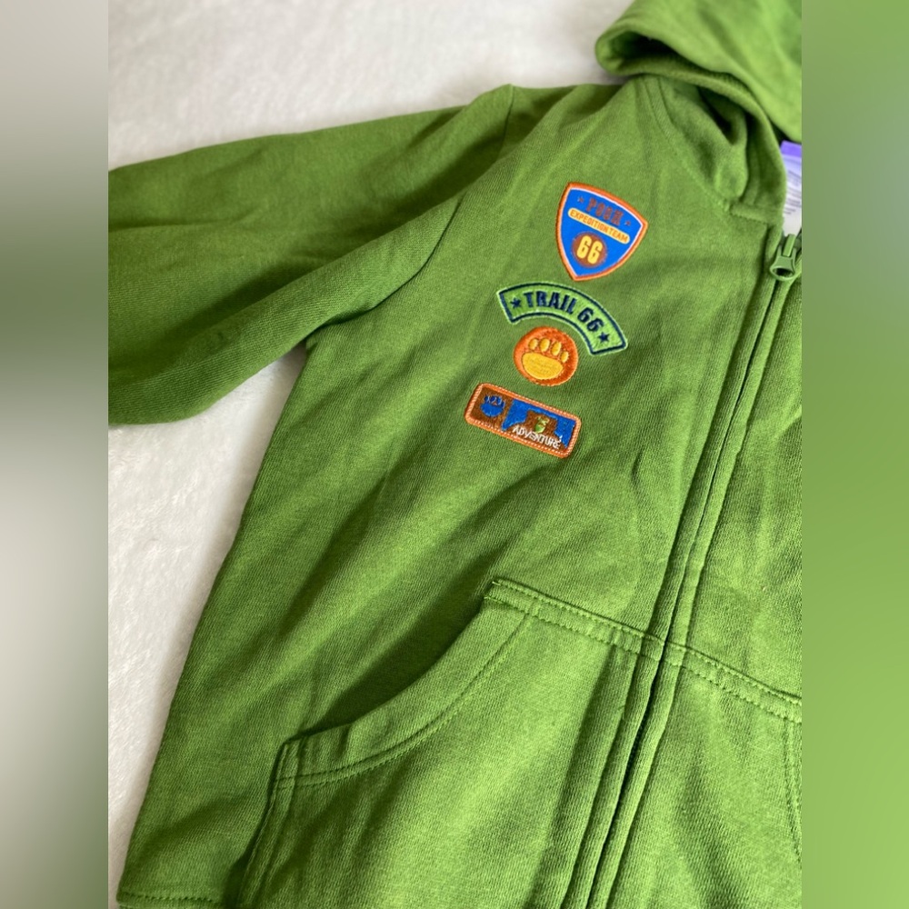 Disney Green Kids Hoodie with Patches Size 5T - Picture 3 of 7